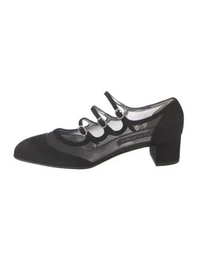 Pre-owned Carel Paris Suede Mesh Accents Pumps In Black