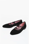 Carel Paris Suede Tutu Ballet Flats With Elastic Straps In Black