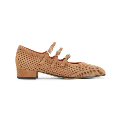 Carel Paris Tan Brown Suede Leather Ariana Split Suede Maryjane Pumps In Multi
