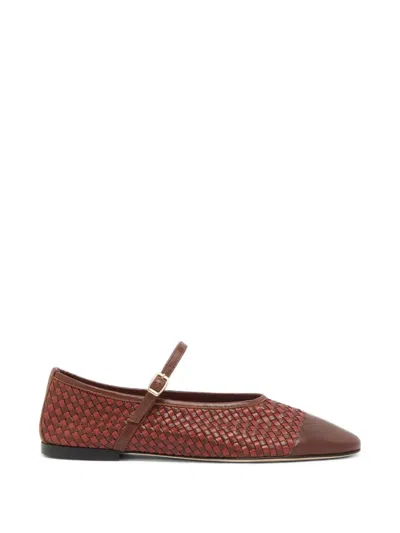 Carel Paris Tracy Woven Leather Ballet Flats In Brown