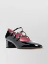 Carel Paris Triple Buckle Almond Toe Block Heel Pumps In Grey