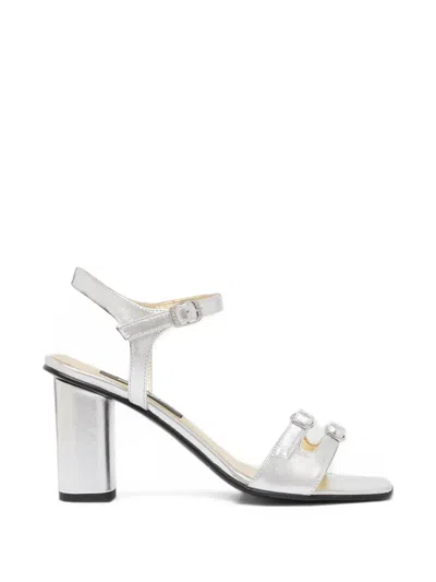 Carel Paris Triple-strap Block-heel Sandals In White