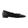 Carel Paris Suede Tutu Ballet Flats With Elastic Straps In Black