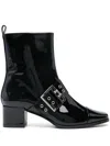 Carel Paris Woman Ankle Boots Black Size 8 Leather In Vernis Noir