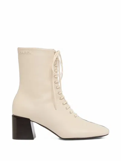 Carel Paris Vivi Lace-up Leather Ankle Boots In White