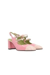 Carel Paris 'abricot' Pink Slingback Mary Janes With Contrasting Toe In Bi Rose