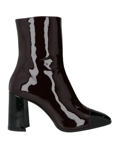 Carel Paris Woman Ankle Boots Deep Purple Size 8 Leather In Black