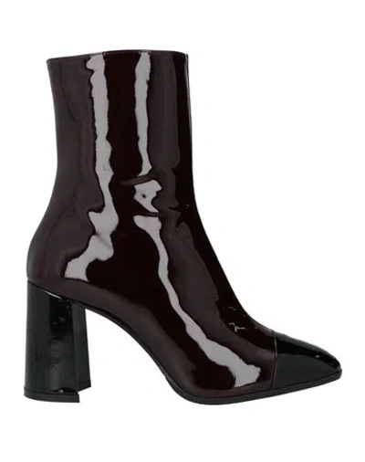 Carel Paris Woman Ankle Boots Deep Purple Size 8 Leather In Brown