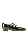 Carel Paris Woman Ballet Flats Military Green Size 8 Leather In Green