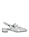 Carel Paris Silver Pêche Night Leather Mary Jane Pumps In Silver