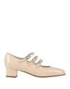 Carel Paris Woman Pumps Beige Size 8 Leather In Sand