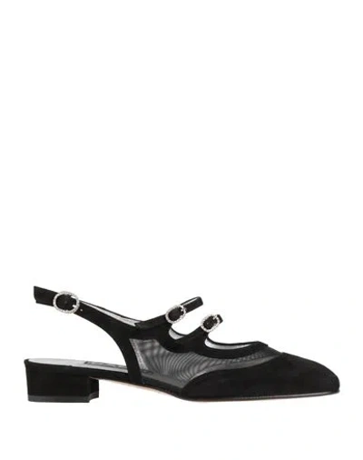 CAREL PARIS CAREL PARIS WOMAN PUMPS BLACK SIZE 7 LEATHER, TEXTILE FIBERS