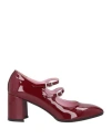 Carel Paris Woman Pumps Burgundy Size 8 Leather In Red