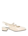 Carel Paris Woman Pumps Cream Size 10 Leather In White