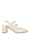 Carel Paris Woman Pumps Cream Size 11 Soft Leather In White