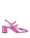 Carel Paris Woman Pumps Fuchsia Size 8.5 Soft Leather In Pink
