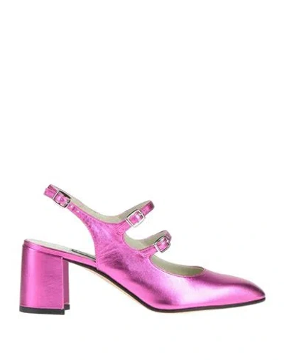 Carel Paris Woman Pumps Fuchsia Size 8.5 Soft Leather In Pink