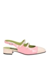 Carel Paris 'abricot' Pink Slingback Mary Janes With Contrasting Toe In Pink