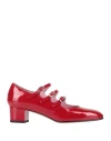 Carel Paris 'kina' Red Mary Janes With Straps And Block Heel In Red