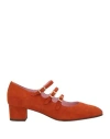 Carel Paris Woman Pumps Rust Size 9 Leather In Red