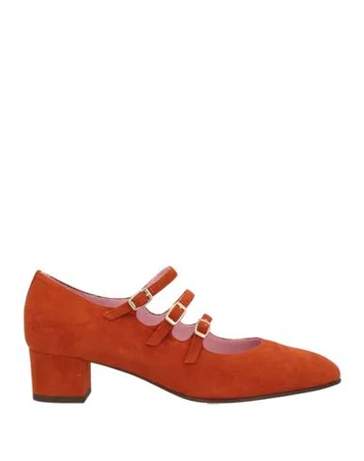 Carel Paris Woman Pumps Rust Size 9 Leather In Red