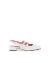 Carel Paris Block Heel Slingback Ballet Flat Shoe In White