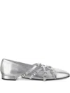 Carel Paris Eloise Leather Ballet Flats In Silver