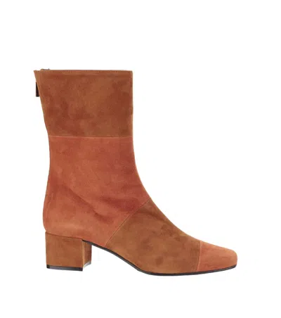Carel Paris Orange Patchwork Boots In Brown