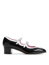 Carel Paris Block Heel Shoes With Glossy Finish In Black