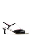 Carel Paris Pointed Toe Calf Leather Sandals In White