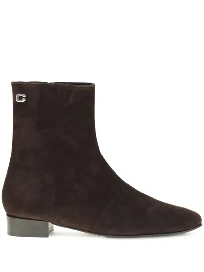 Carel Paris Zip-detail Suede Boots In Brown