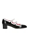Carel Almond Toe Block Heel Leather Pumps