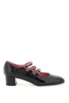 Carel Kina Black Mary Janes With Straps And Block Heel In Patent Leather Woman