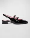 Carel Peche Mary Jane Slingback Ballerina Flats In Black