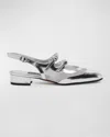Carel Oceano Silver Colored Slingback Ballet Shoes With Contrasting Toe In Leather Woman In Argent