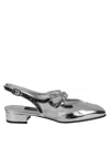 Carel Oceano Silver Colored Slingback Ballet Shoes With Contrasting Toe In Leather Woman In Argento