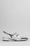 Carel Paris Silver Leather Ballet Pumps In Silver