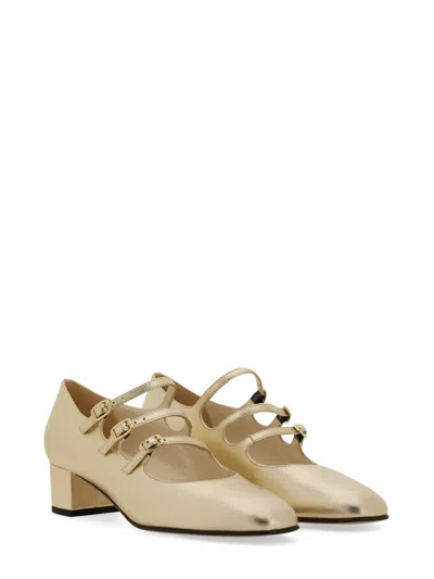 Carel Beige Leather Kina Pumps In Gold