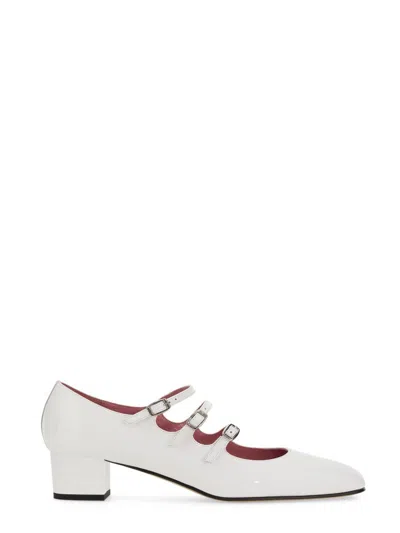 Carel Womens White Arianna Triple-strap Patent-leather Mary Jane Flats
