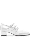 Carel Triple Strap Square Toe Block Heel Pump In Argento