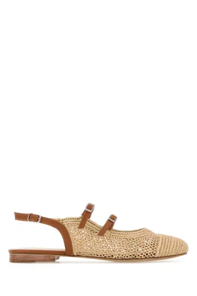 Carel Raffia Ballerinas In Brown