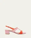 CAREL ROMY BICOLOR LEATHER SLINGBACK SANDALS