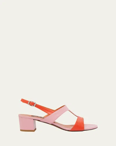 Carel Romy Bicolor Leather Slingback Sandals In Corail Leather