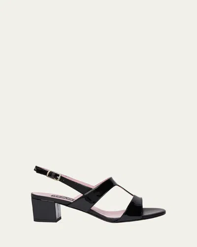 Carel Romy Patent Leather Slingback Sandals In Black Patent Leather