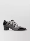 Carel Round Toe Patent Leather Pumps With Studded Detail In Metallic