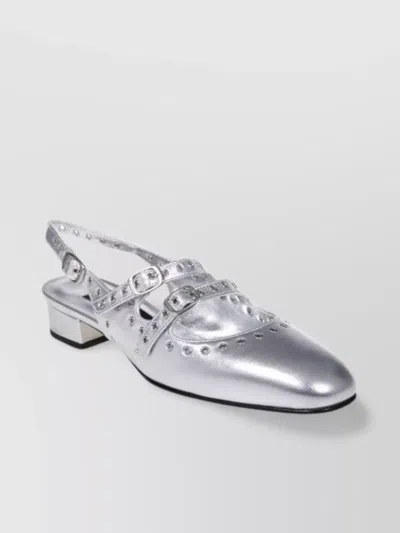 Carel Royal Buckle Metallic Round Slingback Pump