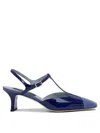 Carel Glossy Pointed Slingback T-bar Sandals