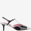 Carel Cecile Black Slingback Pumps With Contrasting Toe And Sculpted Heel In Leather Woman In Red