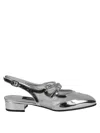 Carel Block Heel Pointed Toe Metallic Sling Back In Silver