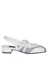 Carel Houndstooth Strappy Round Toe Ballerina Shoes In White